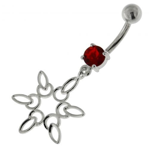 925 Sterling Silver Snow Flake Navel Belly Ring - Monster Piercing