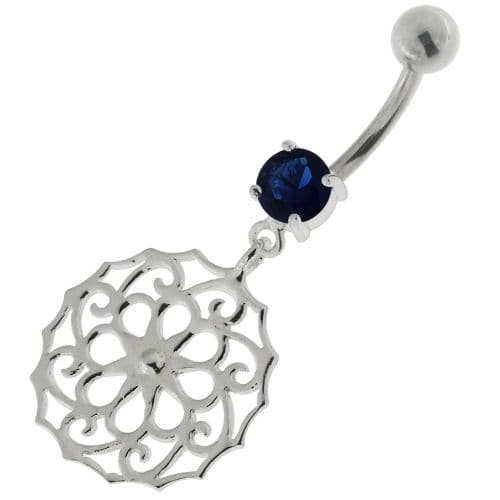 Flower Of Life Pattern 925 Sterling Silver Navel Belly Piercing - Monster Piercing