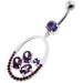 925 Sterling Silver Jeweled Oval Cut out Belly Ring - Monster Piercing