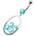 925 Sterling Silver Jeweled Oval Cut out Belly Ring - Monster Piercing