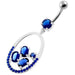 925 Sterling Silver Jeweled Oval Cut out Belly Ring - Monster Piercing