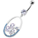 925 Sterling Silver Jeweled Oval Cut out Belly Ring - Monster Piercing