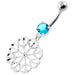 925 Sterling Silver center Jeweled Multi Point Star Cut out Belly Ring - Monster Piercing