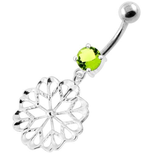 925 Sterling Silver center Jeweled Multi Point Star Cut out Belly Ring - Monster Piercing