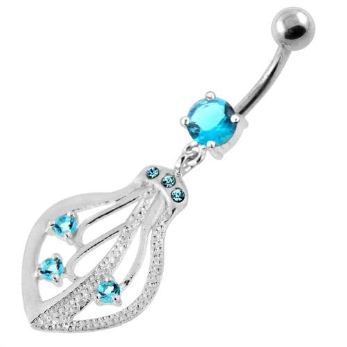 925 Sterling Silver Jeweled Squid Navel Belly Ring - Monster Piercing