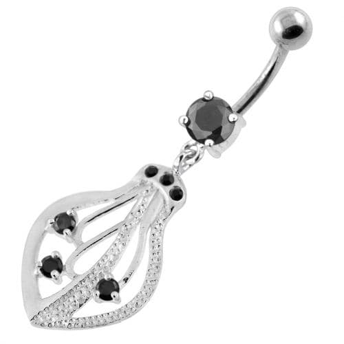 925 Sterling Silver Jeweled Squid Navel Belly Ring - Monster Piercing