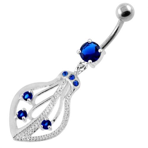 925 Sterling Silver Jeweled Squid Navel Belly Ring - Monster Piercing