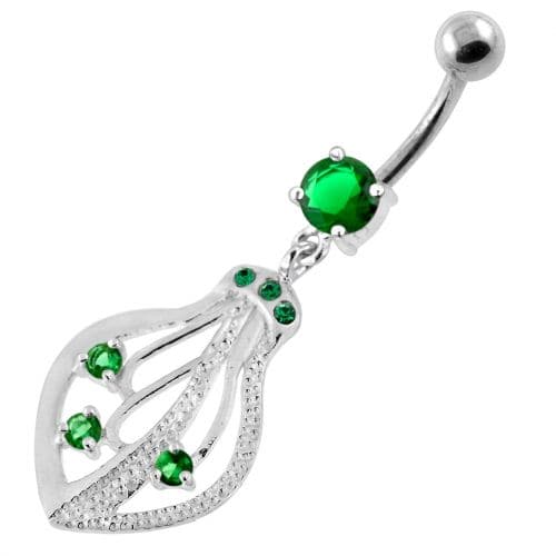 925 Sterling Silver Jeweled Squid Navel Belly Ring - Monster Piercing