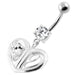 Jewelled Heart Cut out 925 Sterling Silver Navel Bar - Monster Piercing