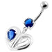 Jewelled Heart Cut out 925 Sterling Silver Navel Bar - Monster Piercing