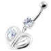 Jewelled Heart Cut out 925 Sterling Silver Navel Bar - Monster Piercing