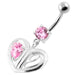 Jewelled Heart Cut out 925 Sterling Silver Navel Bar - Monster Piercing