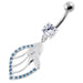 Jewelled Floral Shell 925 Sterling Silver Navel Bar - Monster Piercing