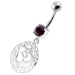 Ohm in a Floral Cut out 925 Sterling Silver Navel Bar - Monster Piercing