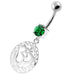 Ohm in a Floral Cut out 925 Sterling Silver Navel Bar - Monster Piercing