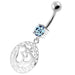 Ohm in a Floral Cut out 925 Sterling Silver Navel Bar - Monster Piercing