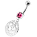 Ohm in a Floral Cut out 925 Sterling Silver Navel Bar - Monster Piercing