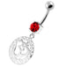 Ohm in a Floral Cut out 925 Sterling Silver Navel Bar - Monster Piercing