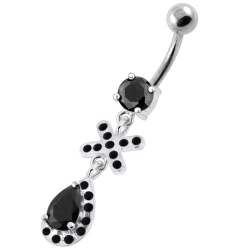 925 Sterling Silver Multi Jewelled Tear Drop Navel Belly Piercing - Monster Piercing