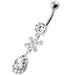 925 Sterling Silver Multi Jewelled Tear Drop Navel Belly Piercing - Monster Piercing