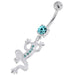 Jewelled Lizard with Frog Legs 925 Sterling Silver Navel Belly Piercing - Monster Piercing