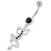 Jewelled Lizard with Frog Legs 925 Sterling Silver Navel Belly Piercing - Monster Piercing