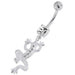 Jewelled Lizard with Frog Legs 925 Sterling Silver Navel Belly Piercing - Monster Piercing