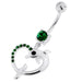 Jewelled Dolphin Heart 925 Sterling Silver Navel Belly Piercing - Monster Piercing