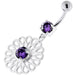 Center Jewelled Fancy Flower Pattern Navel Belly Piercing - Monster Piercing