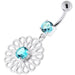 Center Jewelled Fancy Flower Pattern Navel Belly Piercing - Monster Piercing