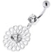 Center Jewelled Fancy Flower Pattern Navel Belly Piercing - Monster Piercing