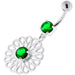 Center Jewelled Fancy Flower Pattern Navel Belly Piercing - Monster Piercing