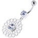 Center Jewelled Fancy Flower Pattern Navel Belly Piercing - Monster Piercing