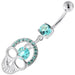 Jewelled Skull with center Stone Navel Belly Piercing - Monster Piercing