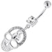 Jewelled Skull with center Stone Navel Belly Piercing - Monster Piercing