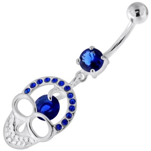 Jewelled Skull with center Stone Navel Belly Piercing - Monster Piercing