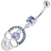 Jewelled Skull with center Stone Navel Belly Piercing - Monster Piercing