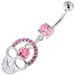 Jewelled Skull with center Stone Navel Belly Piercing - Monster Piercing