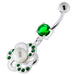 Jewelled Flower with Center Pearl Swirl Navel Belly Piercing - Monster Piercing