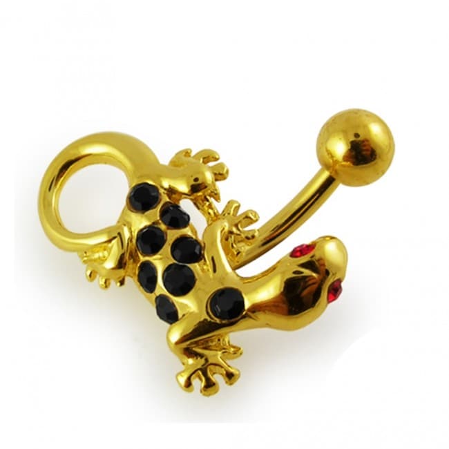 Jeweled Gecko Non-Moving Belly Ring - Monster Piercing