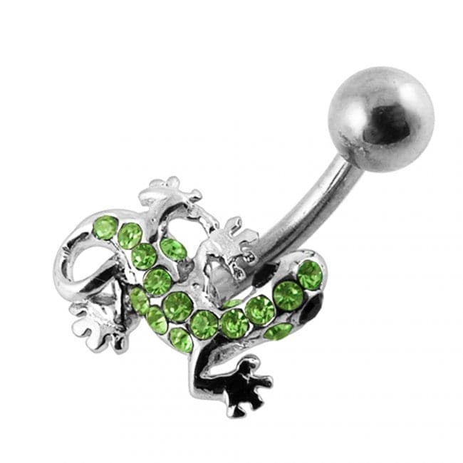 Jeweled Gecko Non-Moving Belly Ring - Monster Piercing