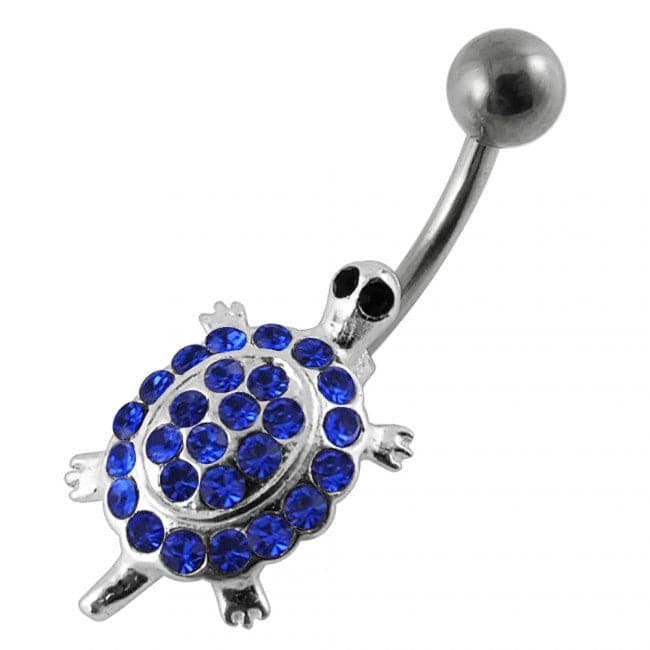 Multi Jeweled Tortoise Non-Moving Belly Ring - Monster Piercing