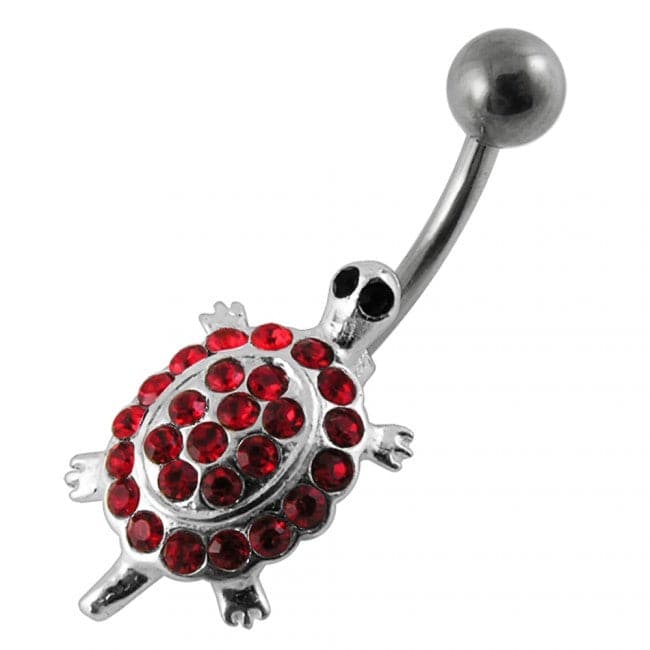 Multi Jeweled Tortoise Non-Moving Belly Ring - Monster Piercing