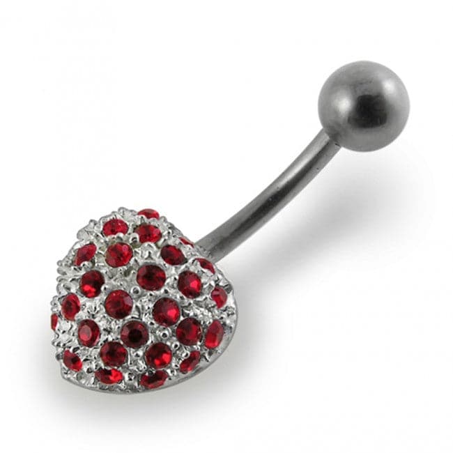 Jeweled Heart Non-Moving Belly Ring - Monster Piercing