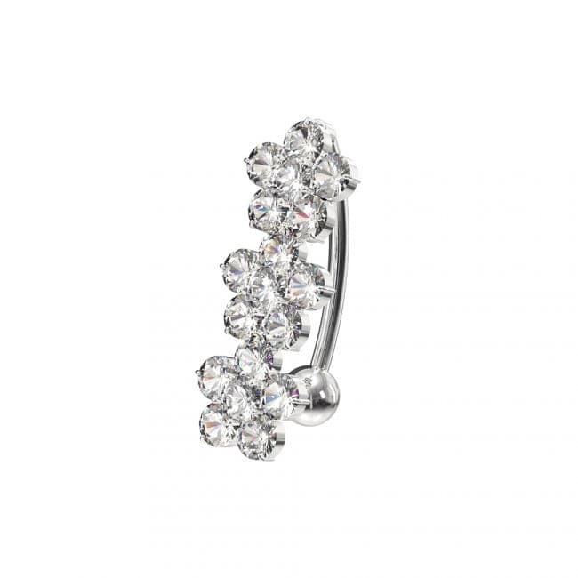 Jewelled Flowers Design Belly Ring - Monster Piercing