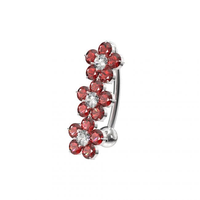 Jewelled Flowers Design Belly Ring - Monster Piercing