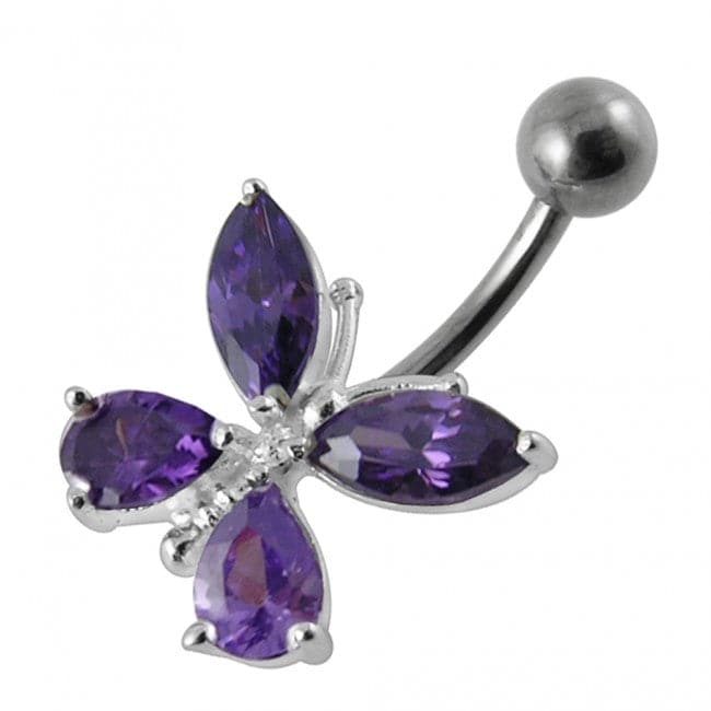 Fancy Jeweled Butterfly Navel Ring - Monster Piercing