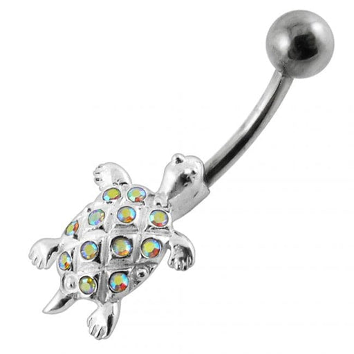 Jeweled Tortoise Design Navel Ring - Monster Piercing