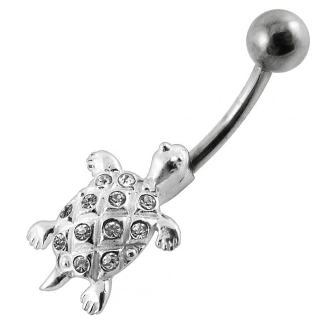 Jeweled Tortoise Design Navel Ring - Monster Piercing