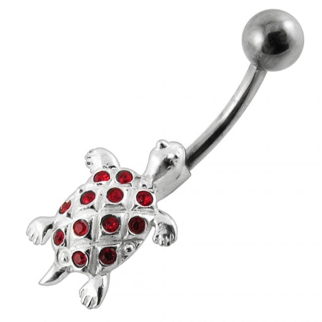 Jeweled Tortoise Design Navel Ring - Monster Piercing